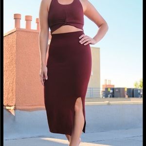 Fabletics XS Kingsley knit bra and seamless skirt set